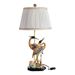 Настольная лампа с абажуром и основанием в виде двух цапель Porcelain Heron Lamp варинант исполнения - 1 | Loft Concept в Тюмени