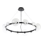 Люстра подвесная круглая с 12-ю прозрачными куполообразными плафонами и черным металлическим основанием Flos Wireline Lighting варинант исполнения - 2 | Loft Concept в Тюмени