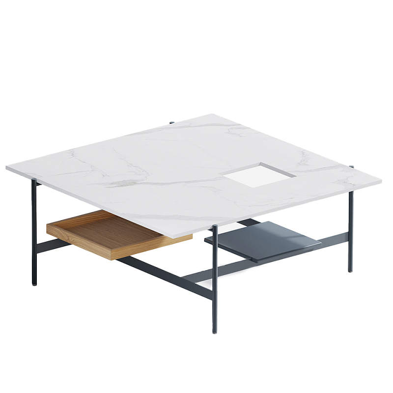 Karat журнальный столик с съемным подносом Графит Белый Мрамор Bianco в Тюмени | Loft Concept 