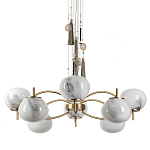 Люстра подвесная с 8-ю шарообразными плафонами из белого стекла с подвесками из камня и кисточками Agatelle варинант исполнения - 1 | Loft Concept в Тюмени