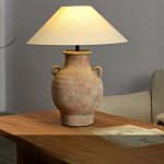 Настольная лампа керамическая с ручками и тканевым абажуром Eastern Tale варинант исполнения - 1 | Loft Concept в Тюмени