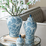Ваза с крышкой и голубым цветочным рисунком на белом фоне Blue & White Ornament варинант исполнения - 5 | Loft Concept в Тюмени