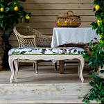 Банкетка из натурального бука золотистая с изображением птиц и цветов Blooming Birds варинант исполнения - 4 | Loft Concept в Тюмени