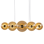 Люстра подвесная светодиодная со стеклянными плафонами янтарного цвета в форме дисков Savio Glass Disc варинант исполнения - 1 | Loft Concept в Тюмени