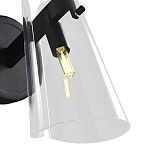 Бра конусообразной формы из прозрачного акрила и черной стали Glass Cylinder Black варинант исполнения - 4 | Loft Concept в Тюмени