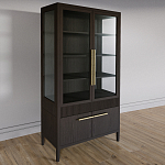 Витрина Primo со стеклянными фасадами и буфетом шпон Темный орех варинант исполнения - 3 | Loft Concept в Тюмени