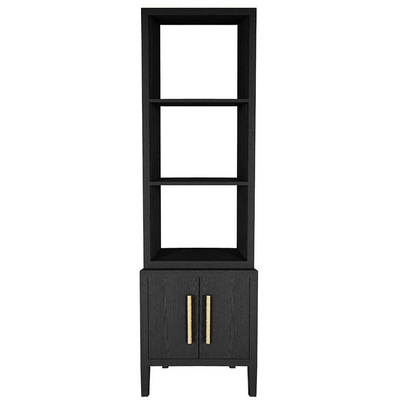 Этажерка Primo с тумбой шпон Черный дуб Черный Золотой в Тюмени | Loft Concept 