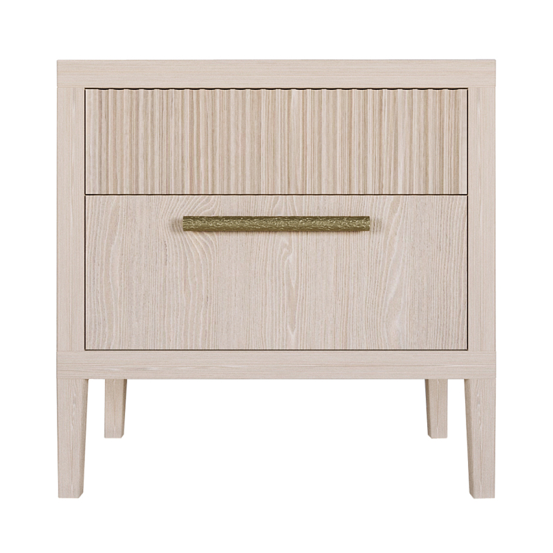 Прикроватная Тумбочка Primo с двумя ящиками Светлый дуб Древесина Золотой в Тюмени | Loft Concept 