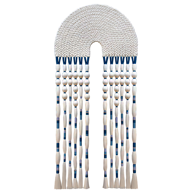 Настенное украшение из нитей Корона с кисточками Crown Wall Hanging Молочный Синий в Тюмени | Loft Concept 