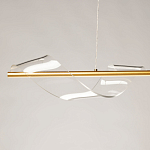 Люстра линейная золотистого цвета с двумя прозрачными волнистыми элементами Wave Line варинант исполнения - 4 | Loft Concept в Тюмени