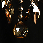 Люстра подвесная круглая с тканевым полупрозрачным абажуром и подвесками 4 лампы Gilded Elegance варинант исполнения - 7 | Loft Concept в Тюмени