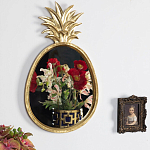 Зеркало овальной формы с золотистой рамкой и декоративной верхушкой в виде ананаса Pineapple Shine  варинант исполнения - 2 | Loft Concept в Тюмени