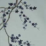 Обои ручная роспись Cherry Tree Original colourway on Adam Grey dyed silk варинант исполнения - 2 | Loft Concept в Тюмени
