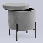 Серый пуф на черных ножках SANJAY варинант исполнения - 2 | Loft Concept в Тюмени