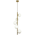 Подвесной светильник с 5-ю сферическими плафонами из матового стекла Pearls Suspension Brass Tube Hanging Lamp варинант исполнения - 2 | Loft Concept в Тюмени