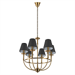 Люстра на металлическом основании бронзового цвета с 6-ю черными конусовидными абажурами Dignity варинант исполнения - 4 | Loft Concept в Тюмени