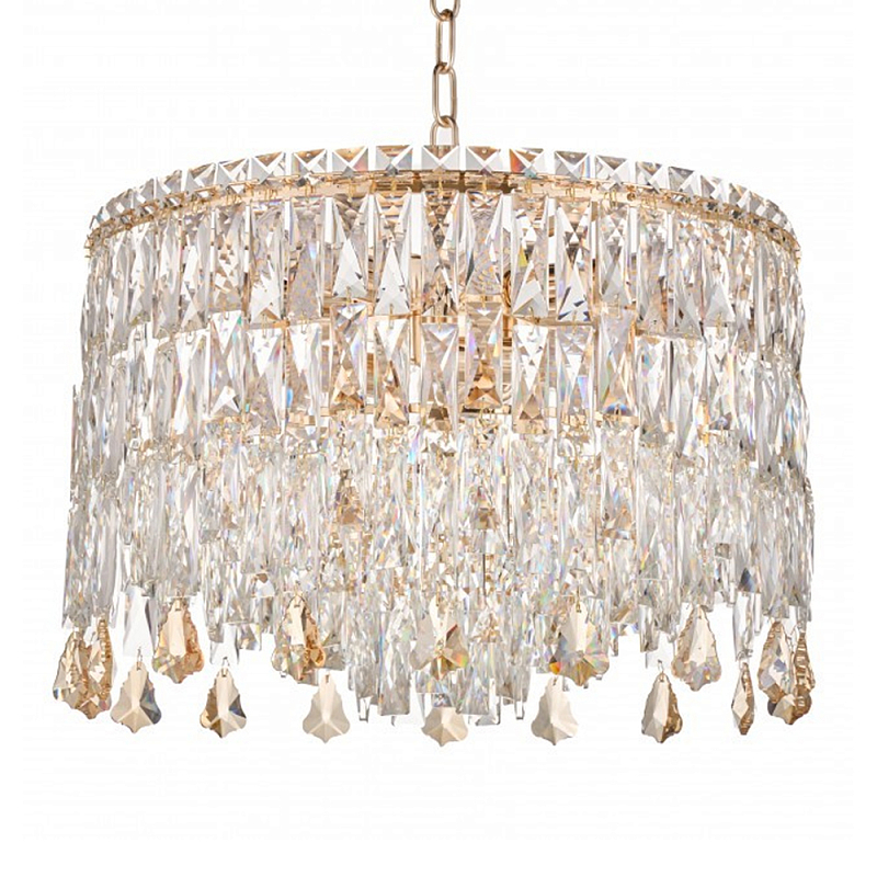 Люстра круглая с хрустальными подвесками на золотистом каркасе Roul Crystal Light Золотой Прозрачный Люстра круглая с хрустальными подвесками на золотистом каркасе Roul Crystal Light Золотой Прозрачный в Тюмени | Loft Concept