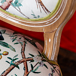 Стул из массива бука бежевый с изображением птиц и цветов Beige Green Chinoiserie Peach Garden Chair варинант исполнения - 4 | Loft Concept в Тюмени