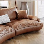 Диван кожаный с каркасом из массива дерева Medieval Furniture варинант исполнения - 6 | Loft Concept в Тюмени