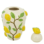Ваза с крышкой кремового цвета и объемным рисунком лимонов и листьев Lemon Delight варинант исполнения - 2 | Loft Concept в Тюмени