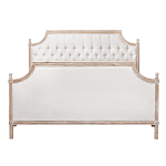 Кровать двуспальная светло-бежевая с основанием из массива дуба с мягким изголовьем Flax Beds варинант исполнения - 1 | Loft Concept в Тюмени