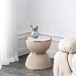 Дизайнерский журнальный стол фактурный с круглой белой столешницей Luler варинант исполнения - 1 | Loft Concept в Тюмени