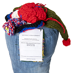 Подушка из джинсовой одежды и вязания Heart&Brain варинант исполнения - 3 | Loft Concept в Тюмени