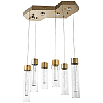 Люстра c 6-ю стеклянными плафонами золото Sparkling Bubbles Tube Gold Hanging Lamp варинант исполнения - 1 | Loft Concept в Тюмени