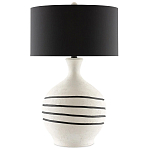 Настольная лампа фактурная с черными круговыми линиями на корпусе Recess варинант исполнения - 3 | Loft Concept в Тюмени