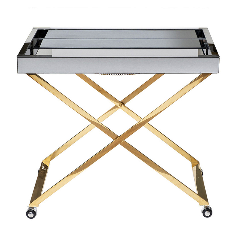 Стол сервировочный с зеркальной столешницей Splendid Serving Table Золотой Хром в Тюмени | Loft Concept 