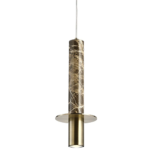 Подвесной светильник с декором под коричневый мрамор Shaw Marble Brass