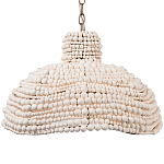 Подвесной светильник в виде купола декорированный белыми деревянными бусинами White Wooden Beads Hanging Lamp варинант исполнения - 1 | Loft Concept в Тюмени