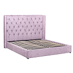 Кровать двуспальная фиолетовая с основанием из массива дерева с мягким изголовьем Velour Beds варинант исполнения - 1 | Loft Concept в Тюмени