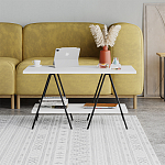 Стол журнальный с белой прямоугольной столешницей и полкой ESSEL WHITE варинант исполнения - 1 | Loft Concept в Тюмени