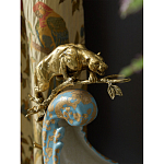 Чаша голубого цвета с оранментом и и бронзовыми фигурами леопардов Eden Garden варинант исполнения - 7 | Loft Concept в Тюмени