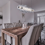 Подвесной светильник линейный с прозрачными стеклянными шарами разного диаметра Eurofase варинант исполнения - 9 | Loft Concept в Тюмени