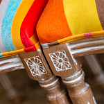 Стул бежевый в разноцветную полоску из натурального бука с изображением птиц и цветов Blooming Birds Colorful Stripes Chair варинант исполнения - 7 | Loft Concept в Тюмени