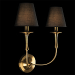 Бра с металлическим основанием бронзового цвета и 2-мя черными конусовидными абажурами Dignity варинант исполнения - 2 | Loft Concept в Тюмени