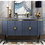 Дизайнерский комод синий глянцевый с золотыми ручками на 4-х дверцах Martin варинант исполнения - 2 | Loft Concept в Тюмени