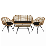 Журнальный столик с столешницей из ротанга и стекла Wicker Tabletop Under Glass варинант исполнения - 3 | Loft Concept в Тюмени