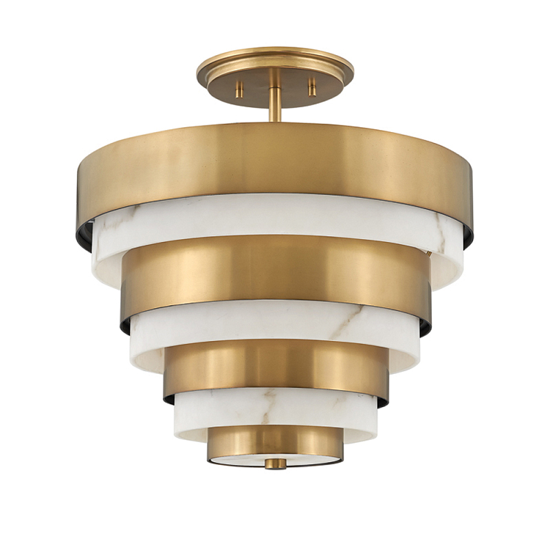 Потолочный светильник многоярусный с чередованием латунных и белых колец Hinkley  Латунь Белый в Тюмени | Loft Concept 