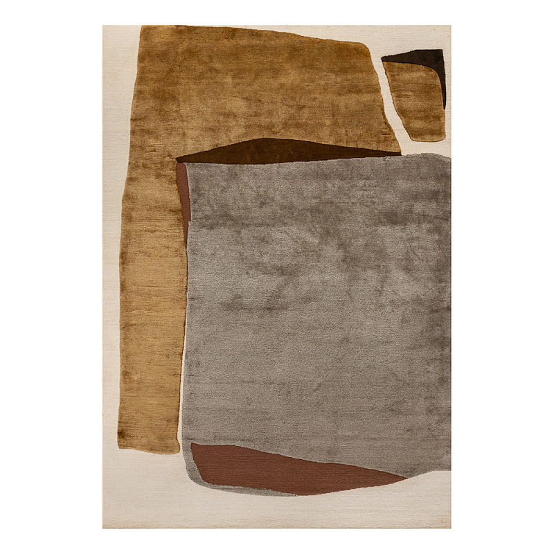 Ковер шелк Manhattan Wool Silk Carpet VII Серый Бежевый Коричневый Горчичный в Тюмени | Loft Concept 