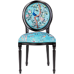 Стул из массива бука бирюзовый с изображением птиц в саду Turquoise Chinoiserie Blue Bird Chair варинант исполнения - 1 | Loft Concept в Тюмени