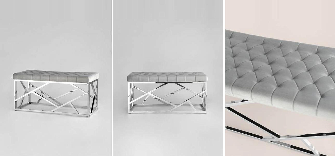 Банкетка серый велюр Geometry Serene Phoenix Банкетка серый велюр Geometry Serene Phoenix - Loft-Concept в Тюмени