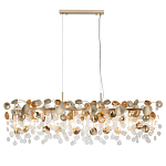 Люстра линейная с подвесками в форме монеток и золотистыми круглыми элементами из металла в виде лепестков FAIRYTREE Light варинант исполнения - 3 | Loft Concept в Тюмени