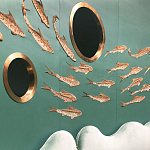 Обои с вышивкой ручной работы Deco Fish Original colourway варинант исполнения - 3 | Loft Concept в Тюмени