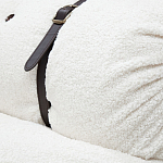 Двухместный диван без подлокотников белый с обивкой букле и ремешками из кожи Blaise Boucle Sofa варинант исполнения - 5 | Loft Concept в Тюмени