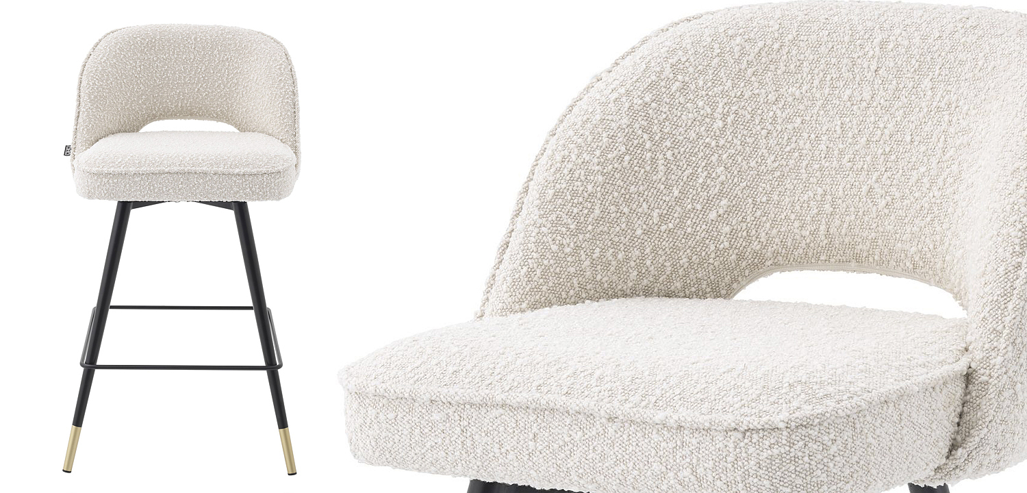 Комплект полубарных стульев Eichholtz Counter Stool Cliff set of 2 Boucle cream Комплект полубарных стульев Eichholtz Counter Stool Cliff set of 2 Boucle cream - Loft-Concept в Тюмени