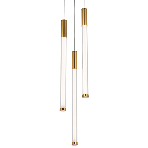 Подвесной светильник с 3-мя плафонами Cateline Brass Trio Tube Hanging Lamp