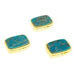 Таблетница карманная прямоугольная с 2-мя отделениями с зеркалом и накладкой из натурального камня Апатит Голубой Gold Stone Pillboxes варинант исполнения - 4 | Loft Concept в Тюмени